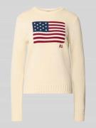 Polo Ralph Lauren Strickpullover mit Motiv-Stitching in Offwhite, Größ...