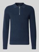 MCNEAL Strickpullover mit Reverskragen in Marine Melange, Größe L