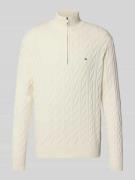 Tommy Hilfiger Regular Fit Troyer aus reiner Baumwolle in Ecru, Größe ...