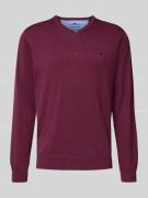 Fynch-Hatton Strickpullover mit Logo-Detail in Bordeaux, Größe L
