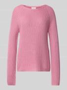 Fynch-Hatton Strickpullover mit gerippten Abschlüssen in Rose, Größe M
