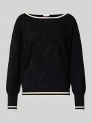 LIU JO SPORT Strickpullover mit Strasssteinbesatz in Black, Größe L