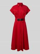 Lauren Ralph Lauren Midikleid mit Hemdblusenkragen in Rot, Größe 34