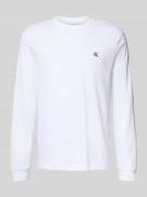 Calvin Klein Jeans Longsleeve mit Logo-Stitching in Weiss, Größe L
