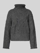 Liu Jo White Strickpullover mit Lochmuster in Mittelgrau, Größe M