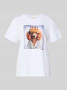 Liu Jo White T-Shirt mit Motiv-Print in Offwhite, Größe L