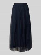 Oui Midirock mit Plisseefalten in Dunkelblau, Größe 38