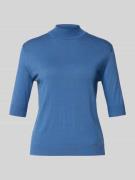 More & More Strickshirt mit Stehkragen in Rauchblau, Größe 34