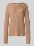 Fynch-Hatton Strickpullover mit gerippten Abschlüssen in Hellbraun, Gr...