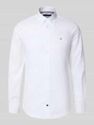 Tommy Hilfiger Tailored Slim Fit Businesshemd aus Baumwoll-Mix in Weis...