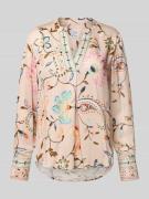 Emily Van den Bergh Blusenshirt aus Viskose mit Tunikakragen in Hellro...