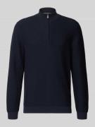 OLYMP Level Five Strickpullover mit Troyer-Kragen in Marine, Größe M