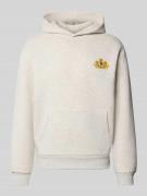 REVIEW Sweatshirt mit Motiv-Print in Ecru Melange, Größe L