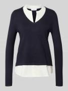 comma Strickpullover mit Strukturmuster in Marine, Größe 34