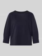 comma Sweatshirt mit geripptem Rundhalsausschnitt in Dunkelblau, Größe...