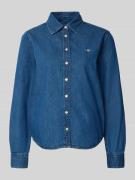 Gant Jeansbluse mit Logo-Stitching und Sportmanschetten in Marine Mela...