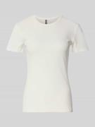 Pieces Slim Fit T-Shirt aus Baumwoll-Mix Modell 'RUKA' in Weiss, Größe...