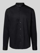 Jake*s Relaxed Fit Business Hemd mit Stehkragen in Black, Größe 37/38