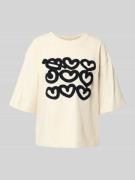 Jake*s Casual Oversized T-Shirt mit Label-Detail in Ecru, Größe L