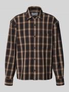 JAKE*S STUDIO MEN Freizeithemd mit Knopfleiste in Dunkelbraun, Größe L