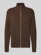 Lindbergh Strickjacke mit Strukturmuster in Mittelbraun, Größe M