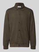 Lindbergh Regular Fit Sweatjacke aus Baumwoll-Mix in Schlamm, Größe S