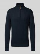 Lindbergh Troyer mit Zopfmuster und Label-Detail in Dunkelblau, Größe ...