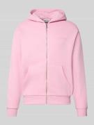 REVIEW Regular Fit Sweatjacke mit Logo-Applikation in Rosa, Größe L