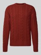 JAKE*S STUDIO MEN Strickpullover mit Zopfmuster in Rot, Größe M