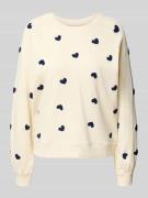 ICHI Sweatshirt mit gerippten Abschlüssen Modell 'KASURA' in Offwhite,...