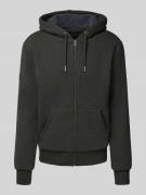 Superdry Sweatjacke mit Kapuze und Känguru-Tasche in Graphit, Größe L