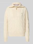 Tommy Hilfiger Regular Fit Strickpullover aus reiner Wolle in Ecru, Gr...