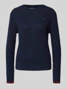 Tommy Hilfiger Regular Fit Pullover mit Zopfmuster in Marine, Größe L