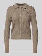 Tommy Hilfiger Regular Fit Strickjacke aus Baumwoll-Mix in Taupe, Größ...