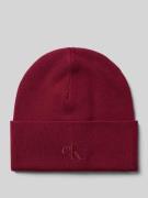CK Calvin Klein Beanie aus Viskose-Mix mit Logo-Stitching in Bordeaux,...