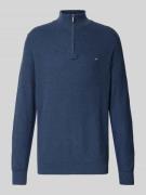 Fynch-Hatton Strickpullover mit Troyer-Kragen in Jeansblau, Größe L