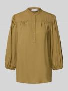 More & More Blusenshirt mit kurzer Knopfleiste in Khaki, Größe 34