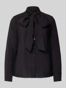 Milano Italy Regular Fit Bluse mit Schleifen-Detail in Black, Größe 36