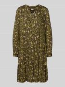 Milano Italy Knielanges Kleid mit Tunikakragen in Khaki, Größe 36