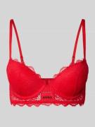 HUGO BH mit Spitzenbesatz Modell 'PUSH-UP RL LACE' in Rot, Größe 75B