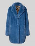 WHITE LABEL Mantel mit Kunstfellbesatz in Bleu, Größe 36