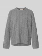MOS MOSH Wollpullover mit Zopfmuster Modell 'Bryndis' in Dunkelgrau, G...