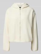Pieces Regular Fit Teddyfelljacke mit Kapuze Modell 'OVA' in Offwhite,...