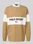 Polo Ralph Lauren Sweatshirt mit Polokragen und Label-Print in Khaki, ...