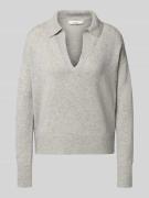 0039 Italy Strickpullover aus Kaschmir-Leinen-Mix mit V-Ausschnitt Mod...