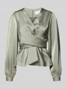 Neo Noir Langarmbluse mit V-Ausschnitt in Schilf, Größe 34