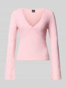 Gina Tricot Longsleeve mit V-Ausschnitt in Rosa, Größe L