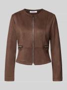 ZABAIONE Kunstlederjacke mit Zierreißverschluss in Mittelbraun, Größe ...