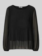 ZABAIONE Langarmbluse mit Plisseefalten und Rundhalsausschnitt in Blac...