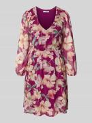 ZABAIONE Knielanges Kleid mit V-Ausschnitt in Fuchsia, Größe L